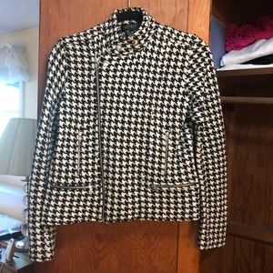 Ralph Lauren Wool Houndstooth Motorcycle Jacket Petite/Small